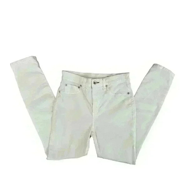 RAG & BONE HIGH RISE VELVET SKINNY JEAN ANT WHITE BONE SIZE 25 - Picture 7 of 8